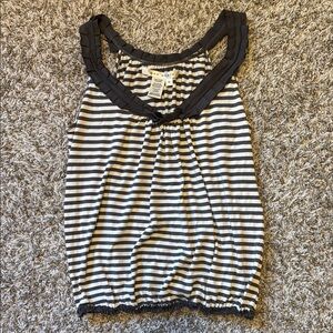 Gray and White Striped Sleeveless Tank